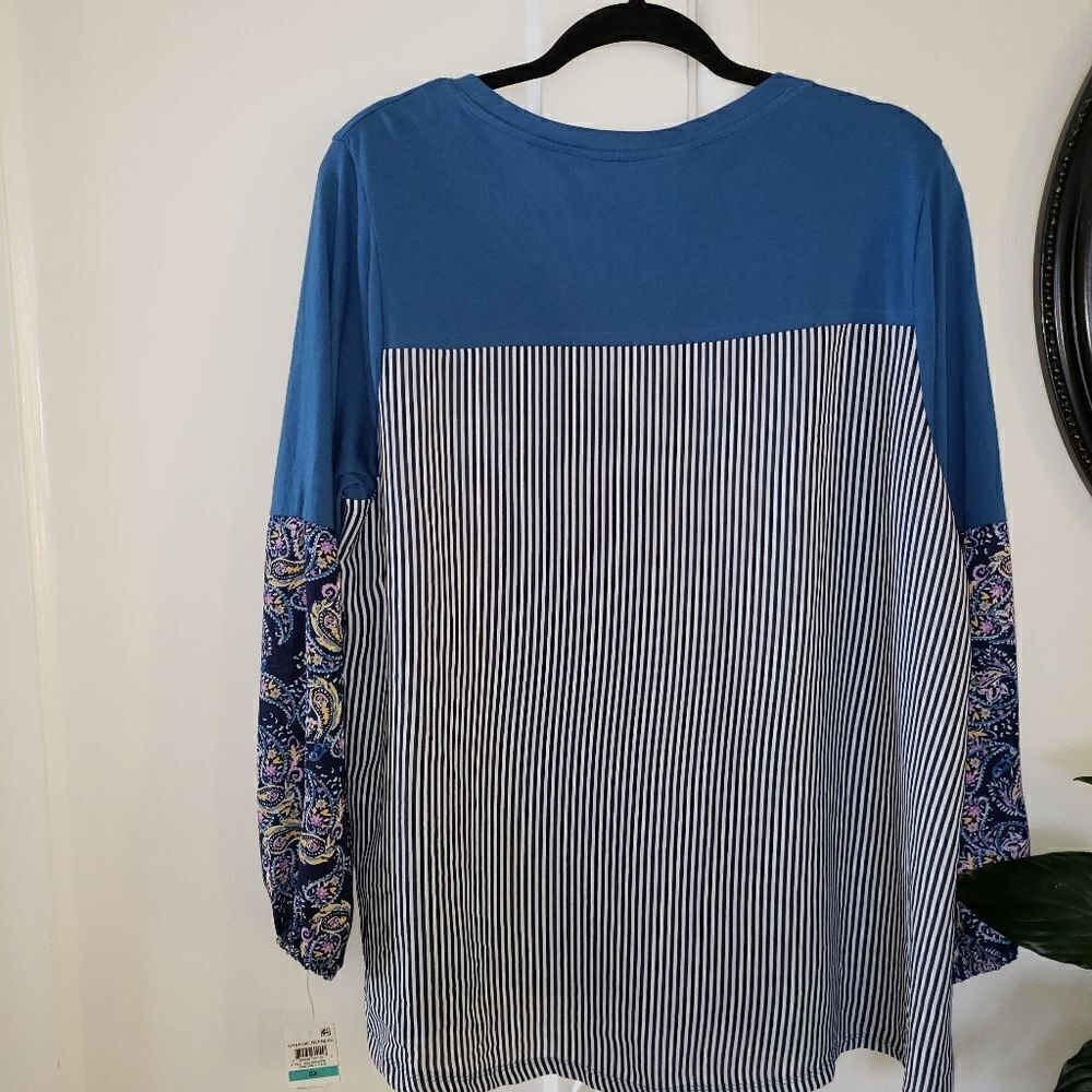 Style & Co. Printed Mixed Media Pullover Top - Picture 7 of 8